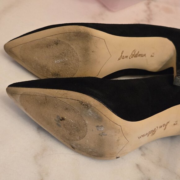 Sam Edelman "Dea" Black Suede Pointed Toe Stiletto Heels - Picture 8 of 8